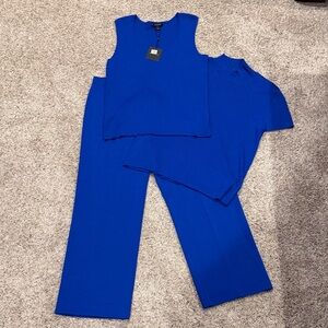St. John Short Sleeve Knit Top/Tank/Pants in Royal Blue